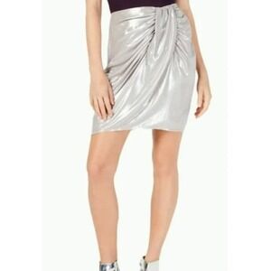New INC International Concepts Metallic Glam Refresh Draped Mini Skirt Size 14